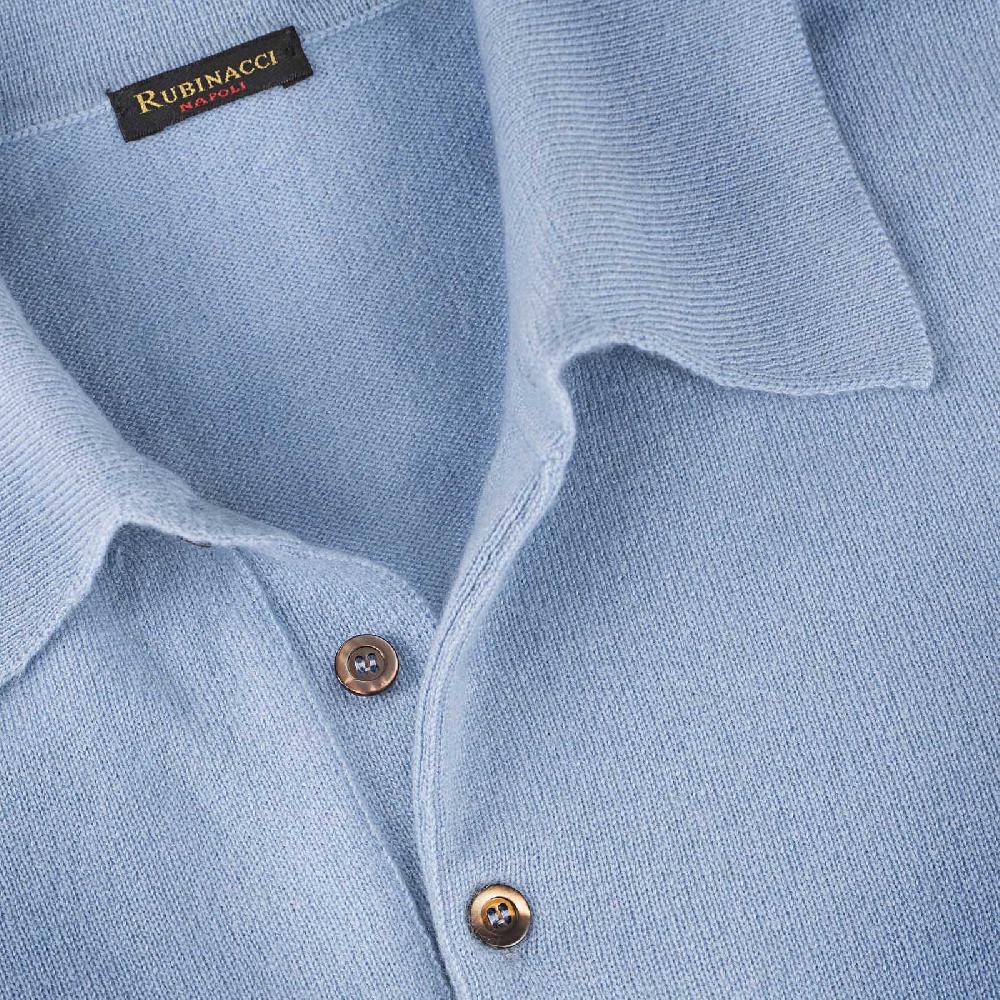 Rubinacci Polo In Cashmere Azzurro Polvere