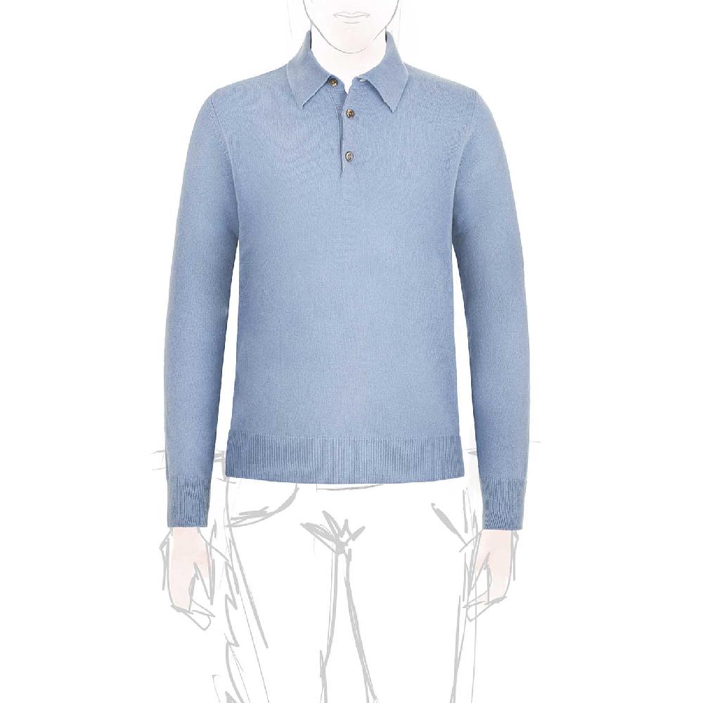 Rubinacci Polo in cashmere azzurro polvere