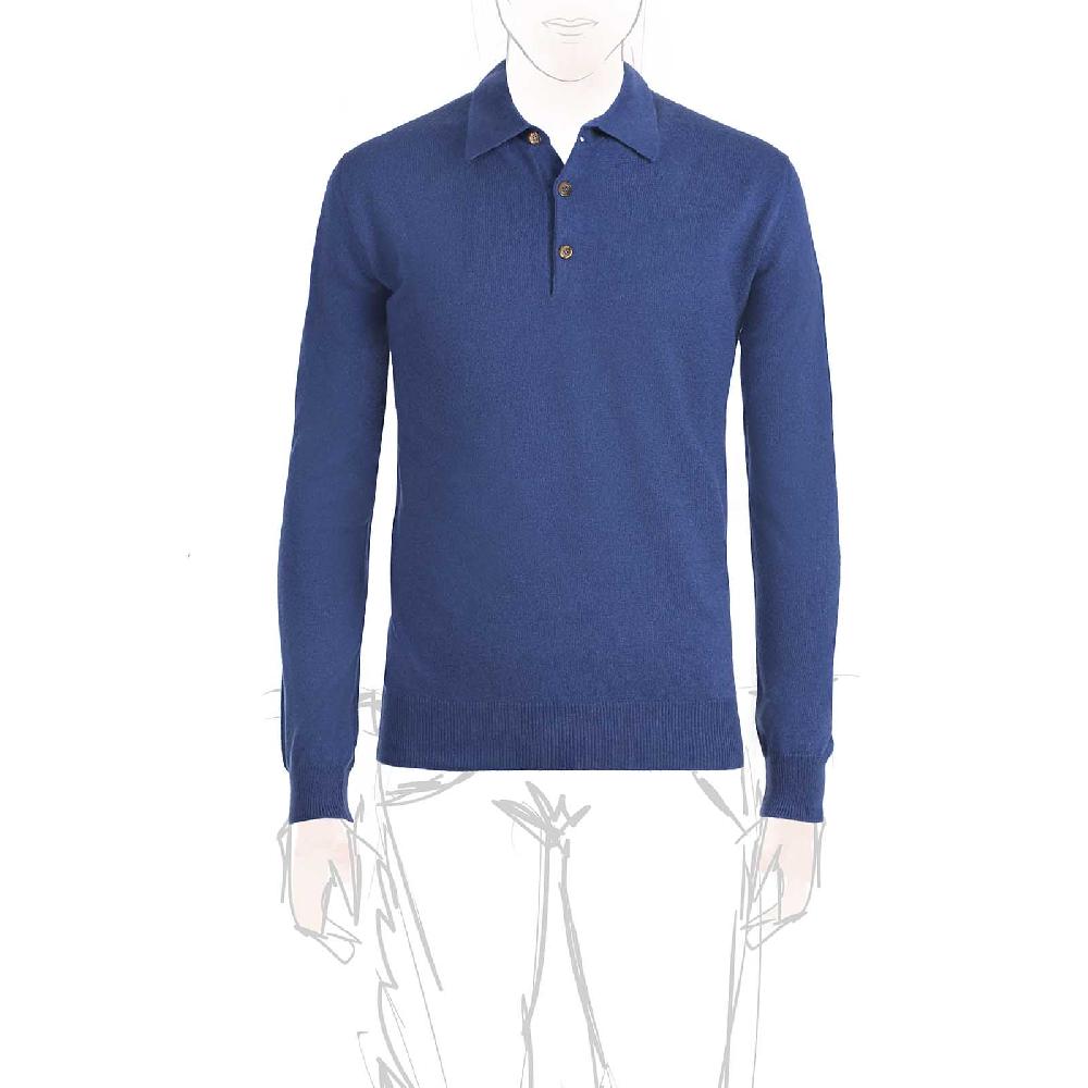 Rubinacci Polo in cashmere ceruleo