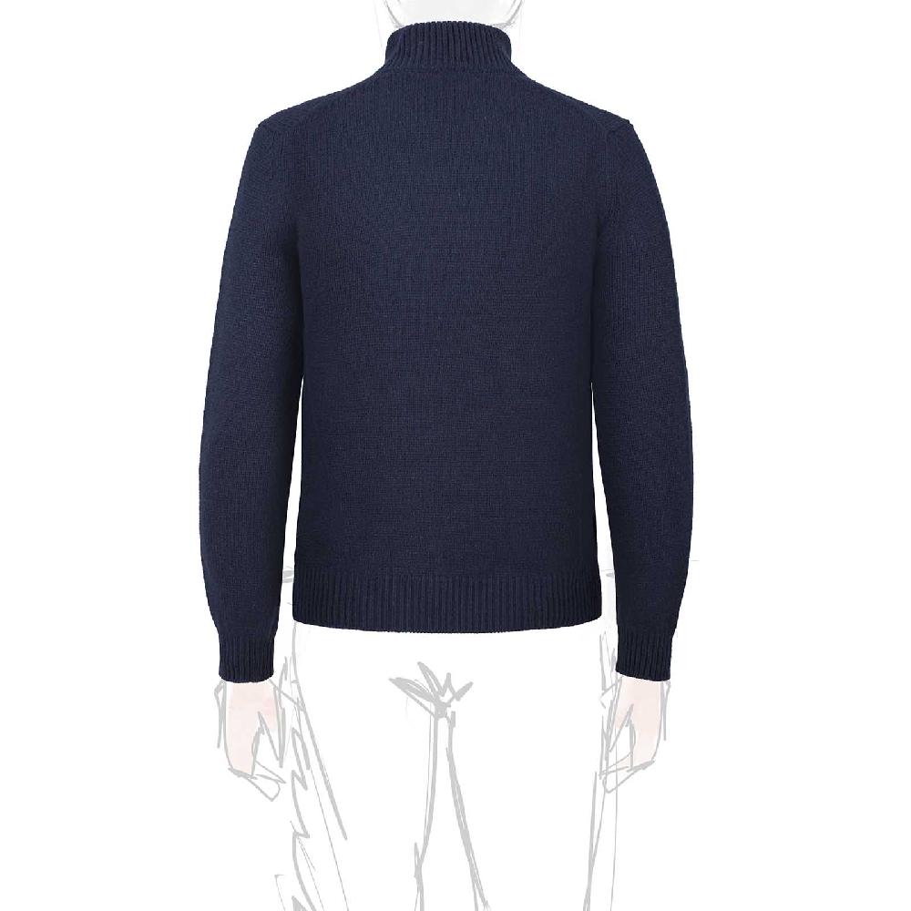 Rubinacci Pull Mezza Zip In Cashmere Blu