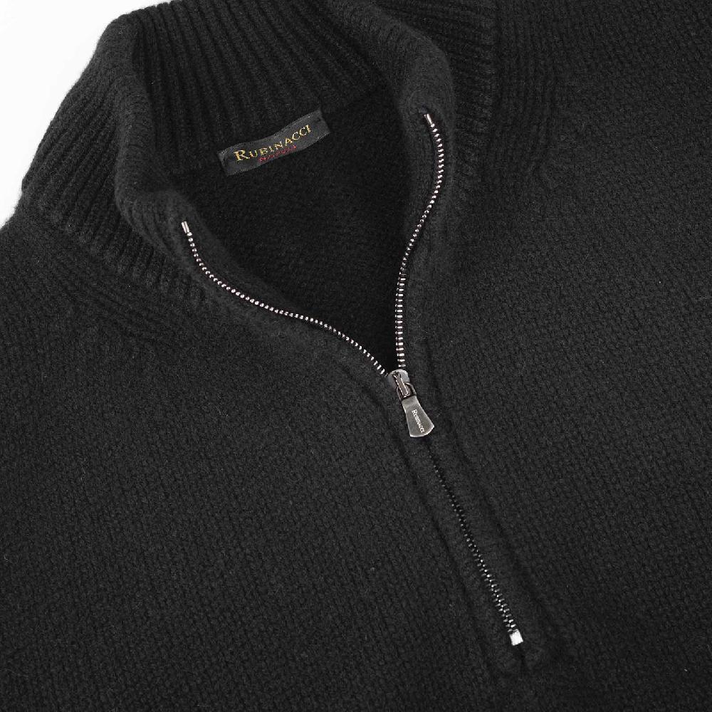 Rubinacci Pull Mezza Zip In Cashmere Nero