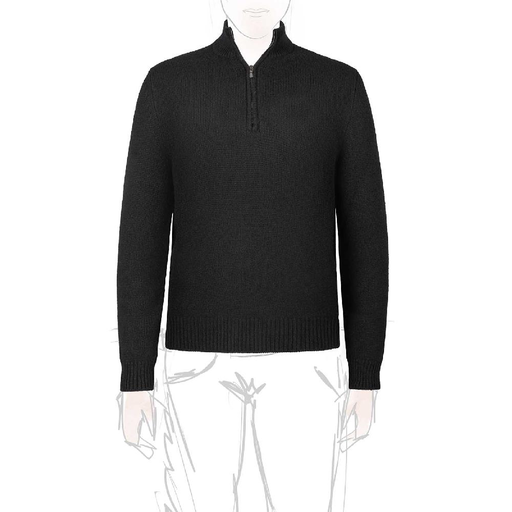 Rubinacci Pull mezza zip in cashmere nero