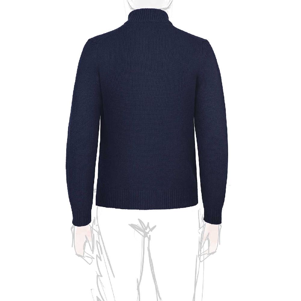 Rubinacci Pull Zip In Cashmere Blu