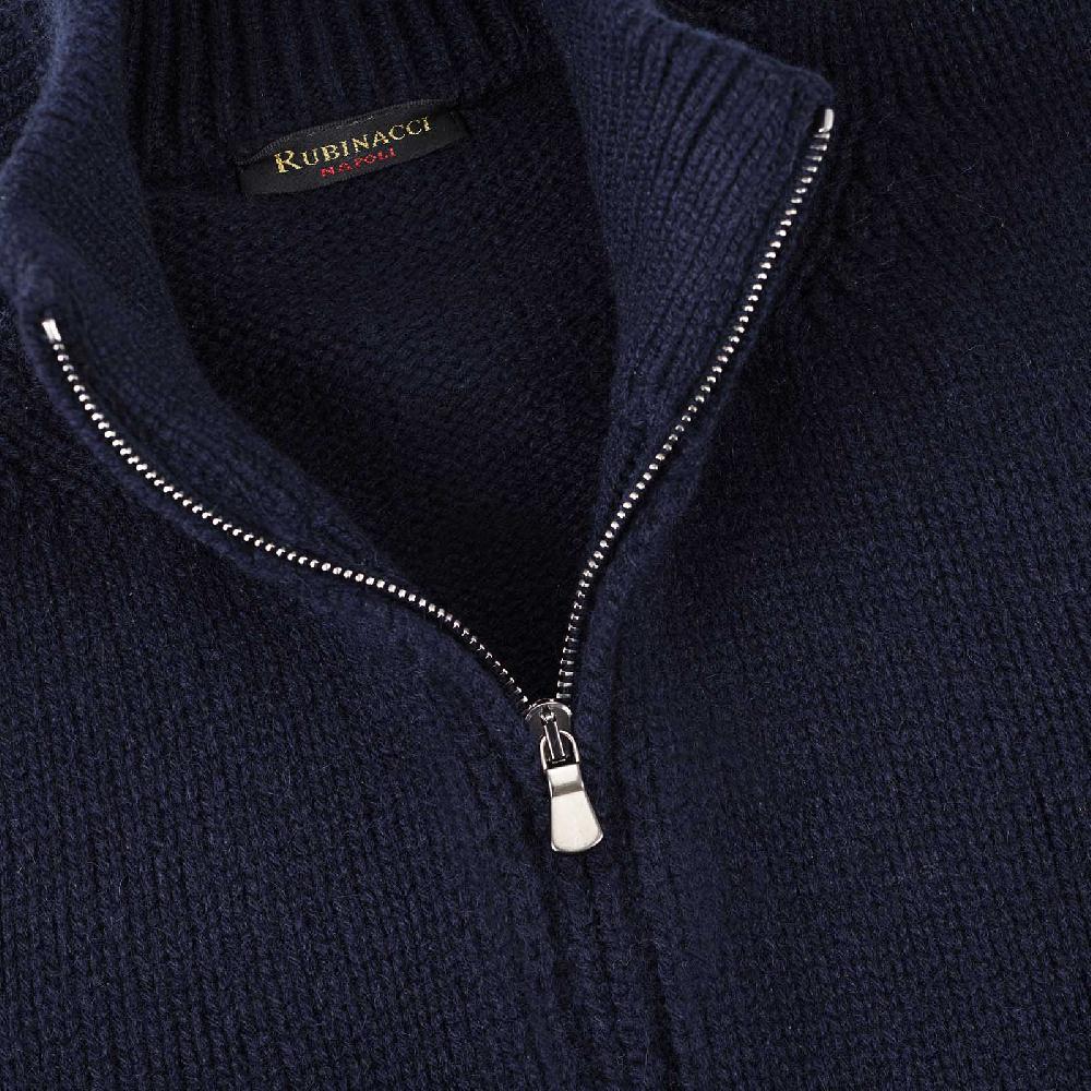 Rubinacci Pull Zip In Cashmere Blu