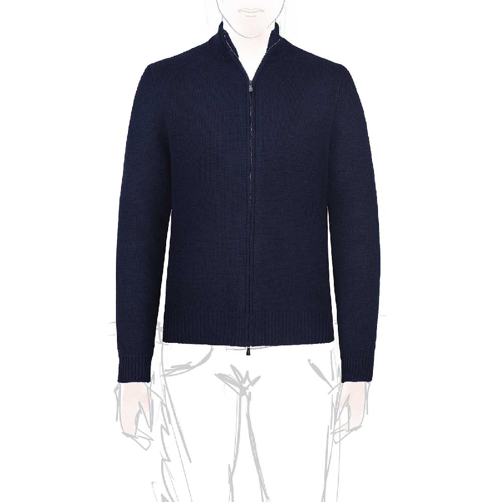 Rubinacci Pull zip in cashmere blu