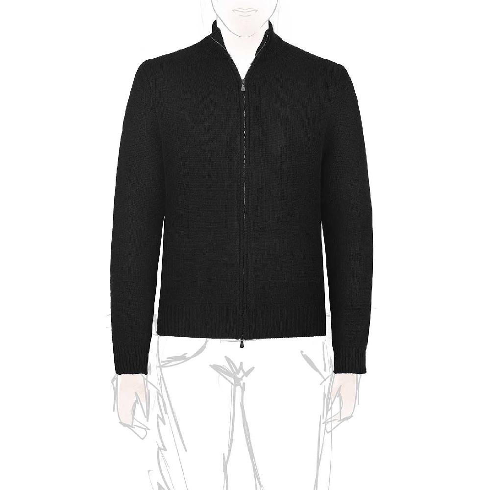 Rubinacci Pull zip in cashmere nero
