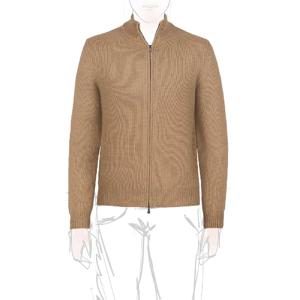 Rubinacci Pull zip in cashmere rhum