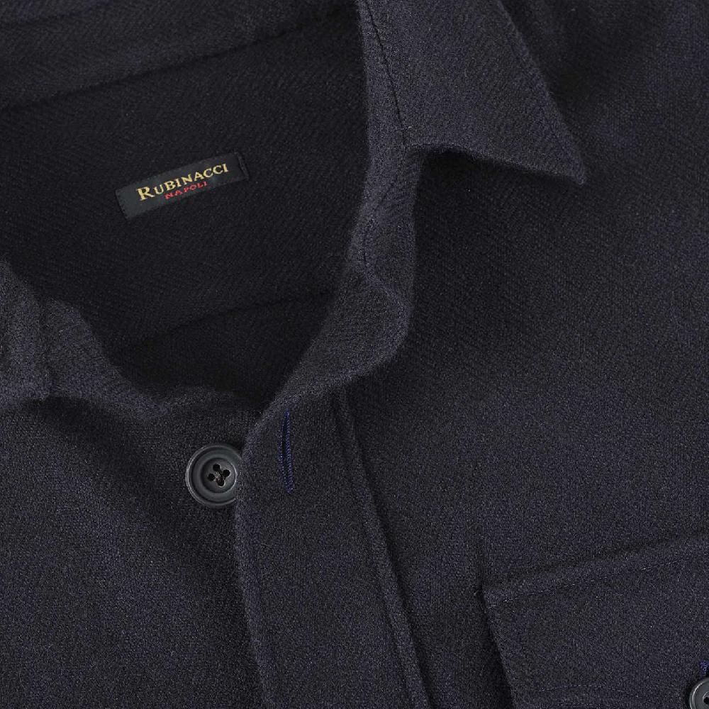 Rubinacci Sahariana In Cashmere Spigato Blu