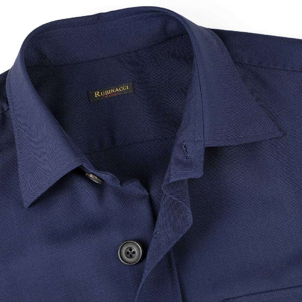 Rubinacci Sahariana In Hopsack Blu