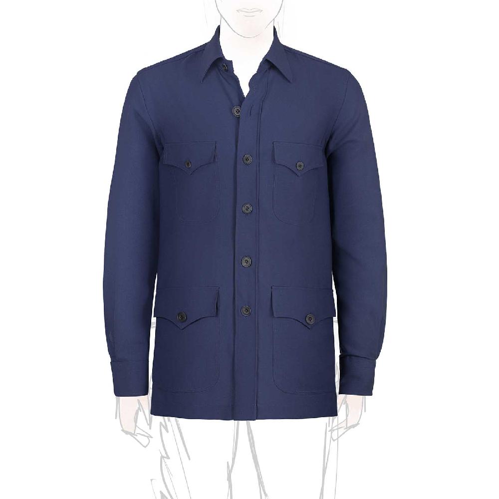 Rubinacci Sahariana in hopsack blu