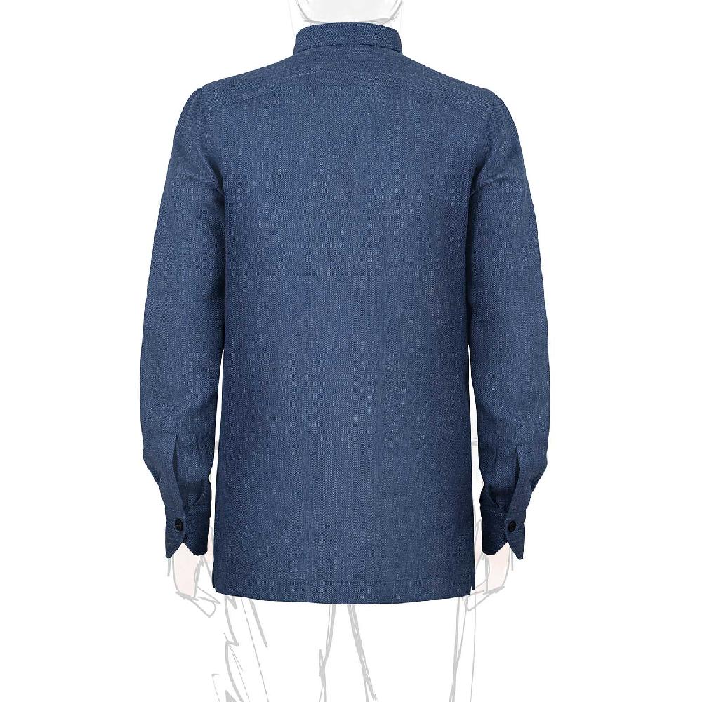 Rubinacci Sahariana In Lana E Seta Blu