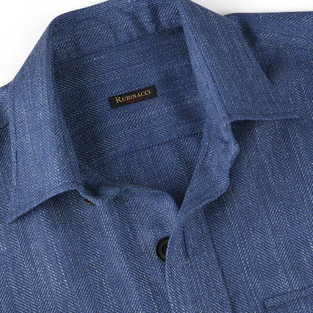 Rubinacci Sahariana In Lana E Seta Blu