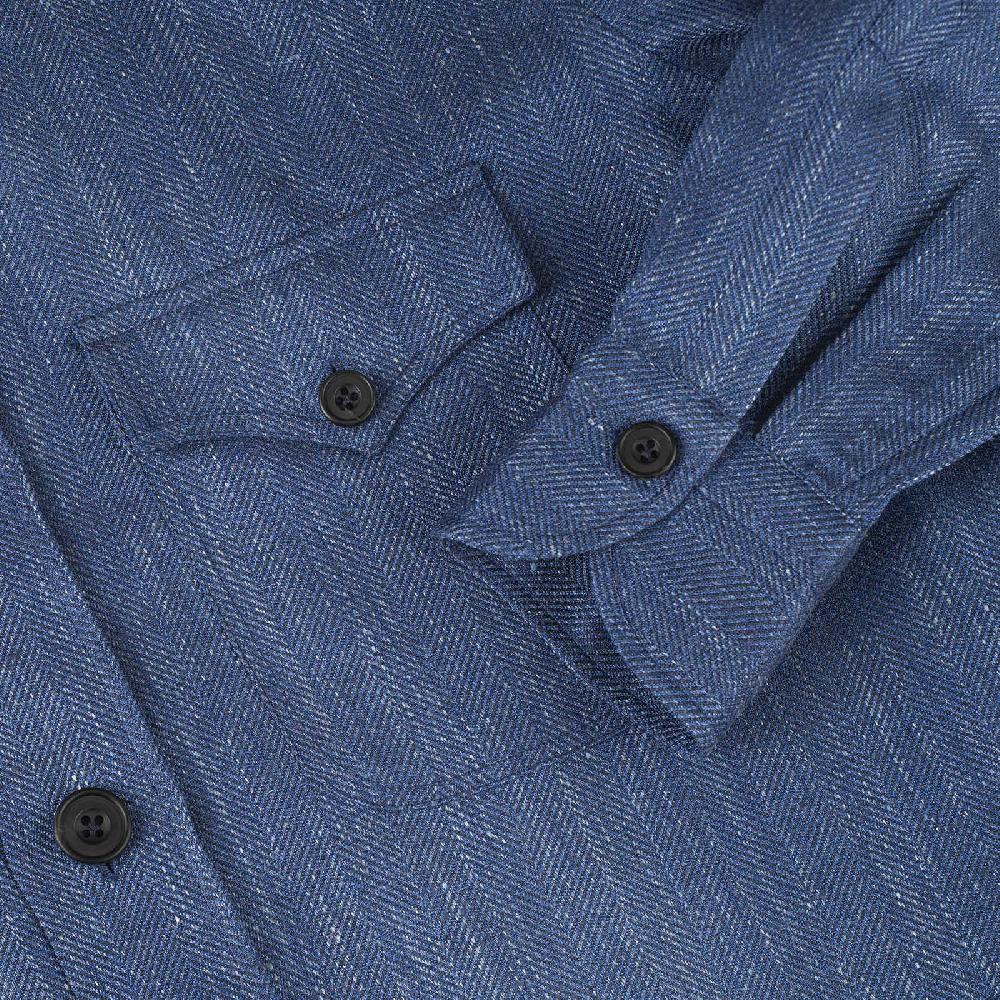 Rubinacci Sahariana In Lana E Seta Blu