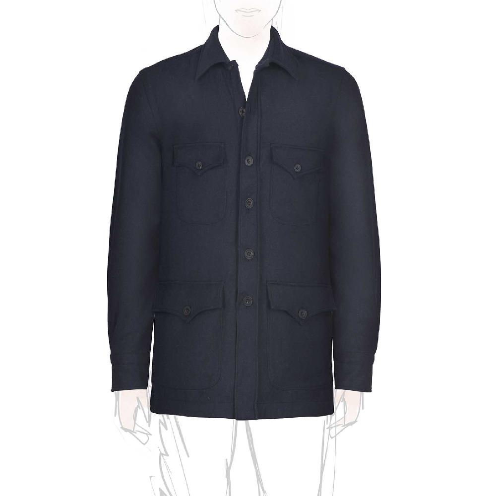 Rubinacci Sahariana in lana e seta e blu