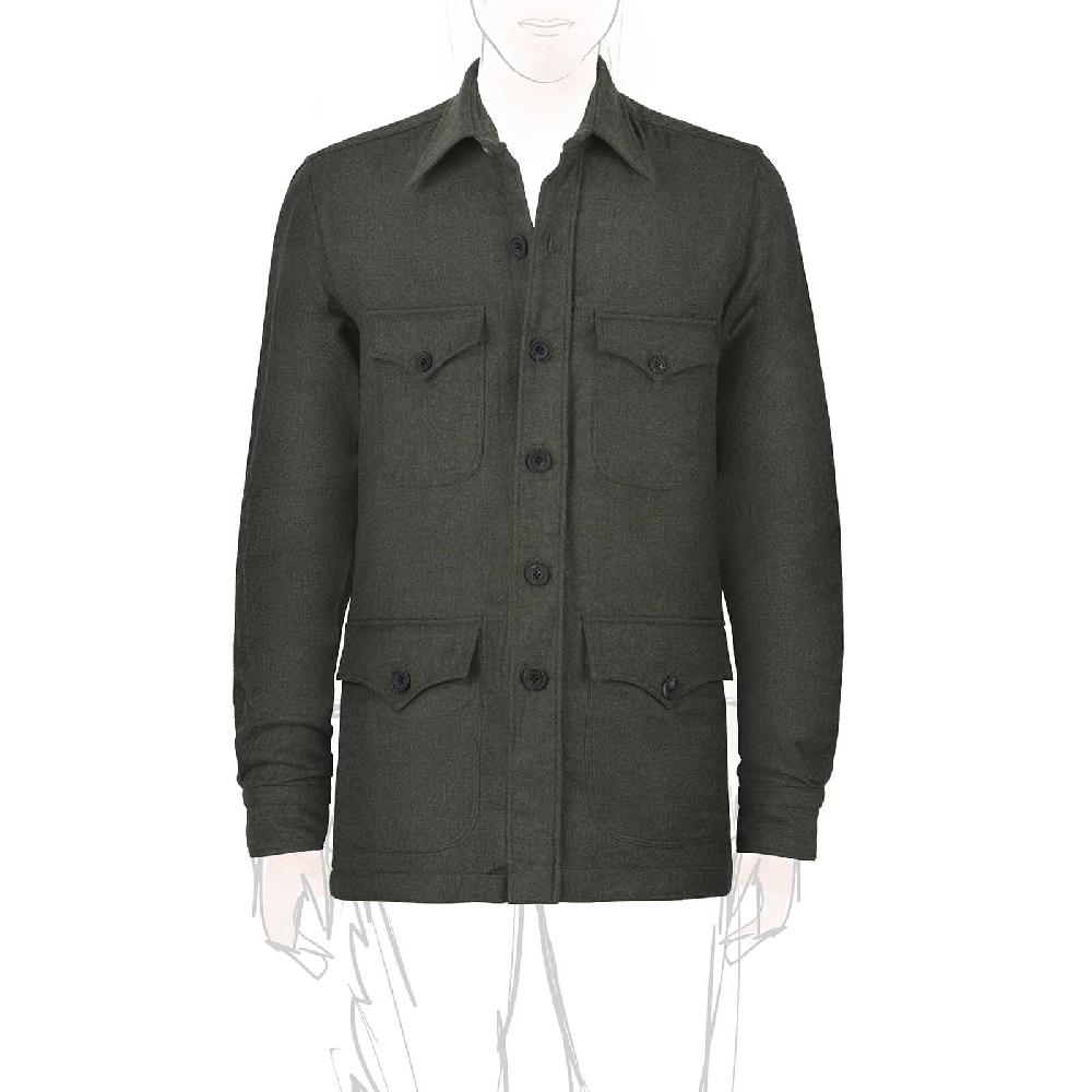 Rubinacci Sahariana in lana e seta verde