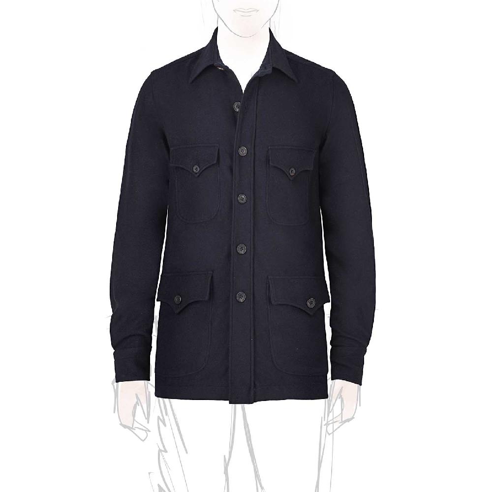 Rubinacci Sahariana in lana super 200's blu