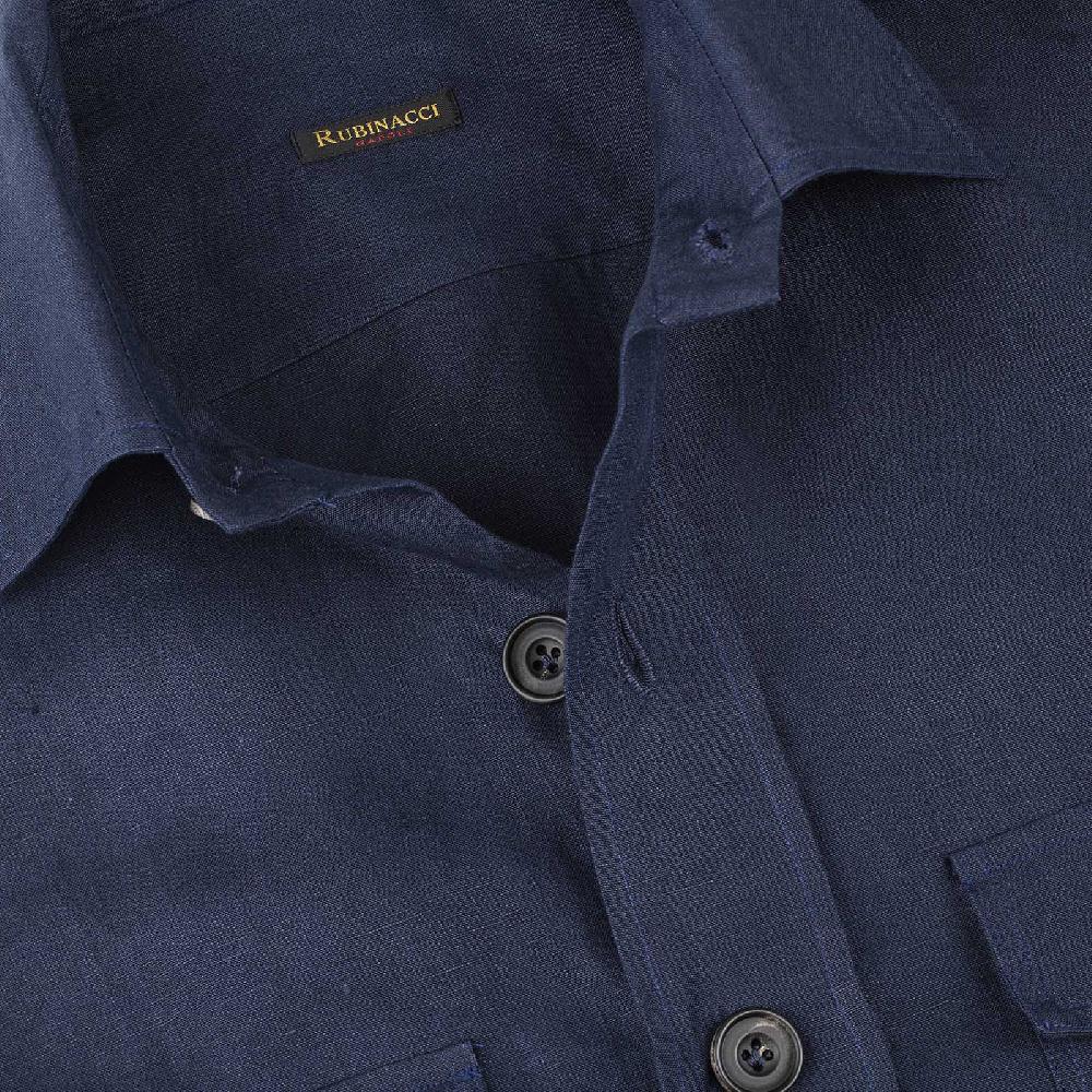 Rubinacci Sahariana In Lino Blu