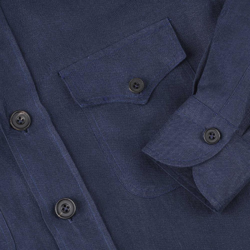 Rubinacci Sahariana In Lino Blu