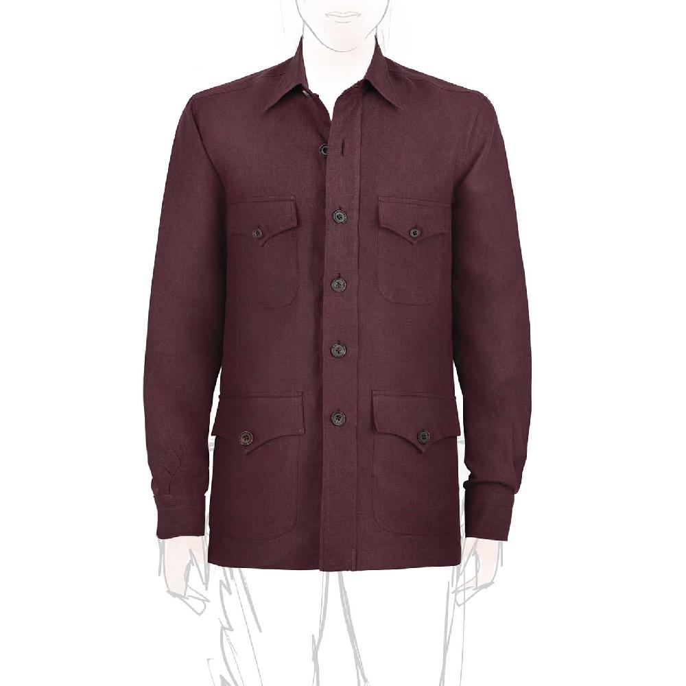 Rubinacci Sahariana in lino bordeaux