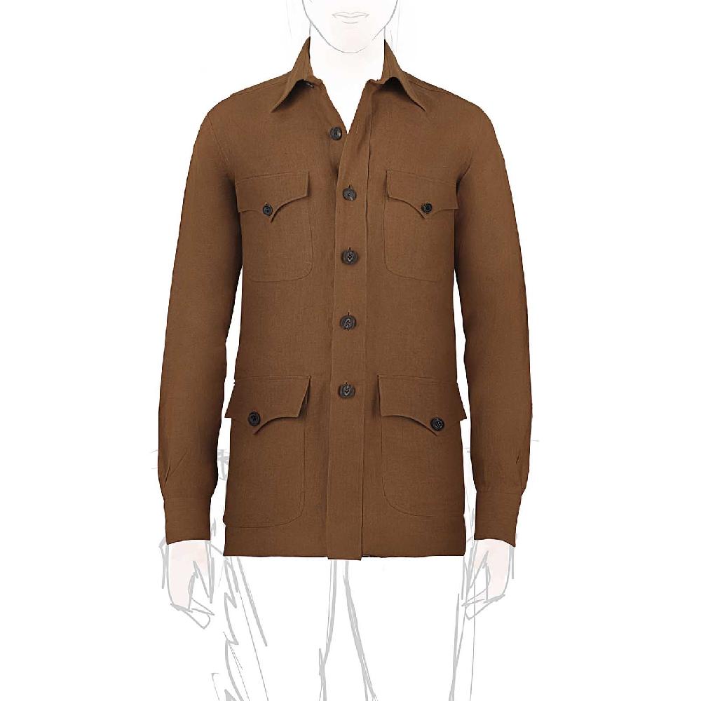 Rubinacci Sahariana in lino tabacco