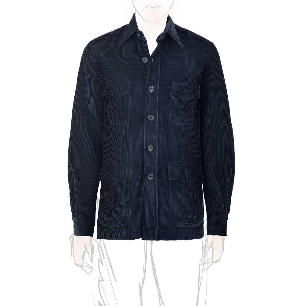 Rubinacci Sahariana in velluto a costine blu