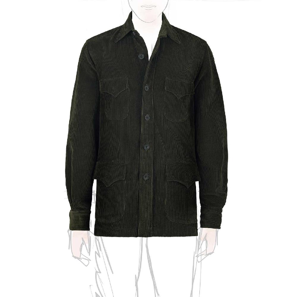 Rubinacci Sahariana in velluto a costine verde