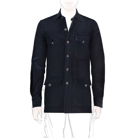 Rubinacci Sahariana in velluto blu