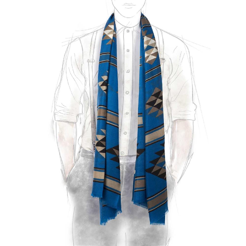 Rubinacci Sciarpa Geometrico Bluette