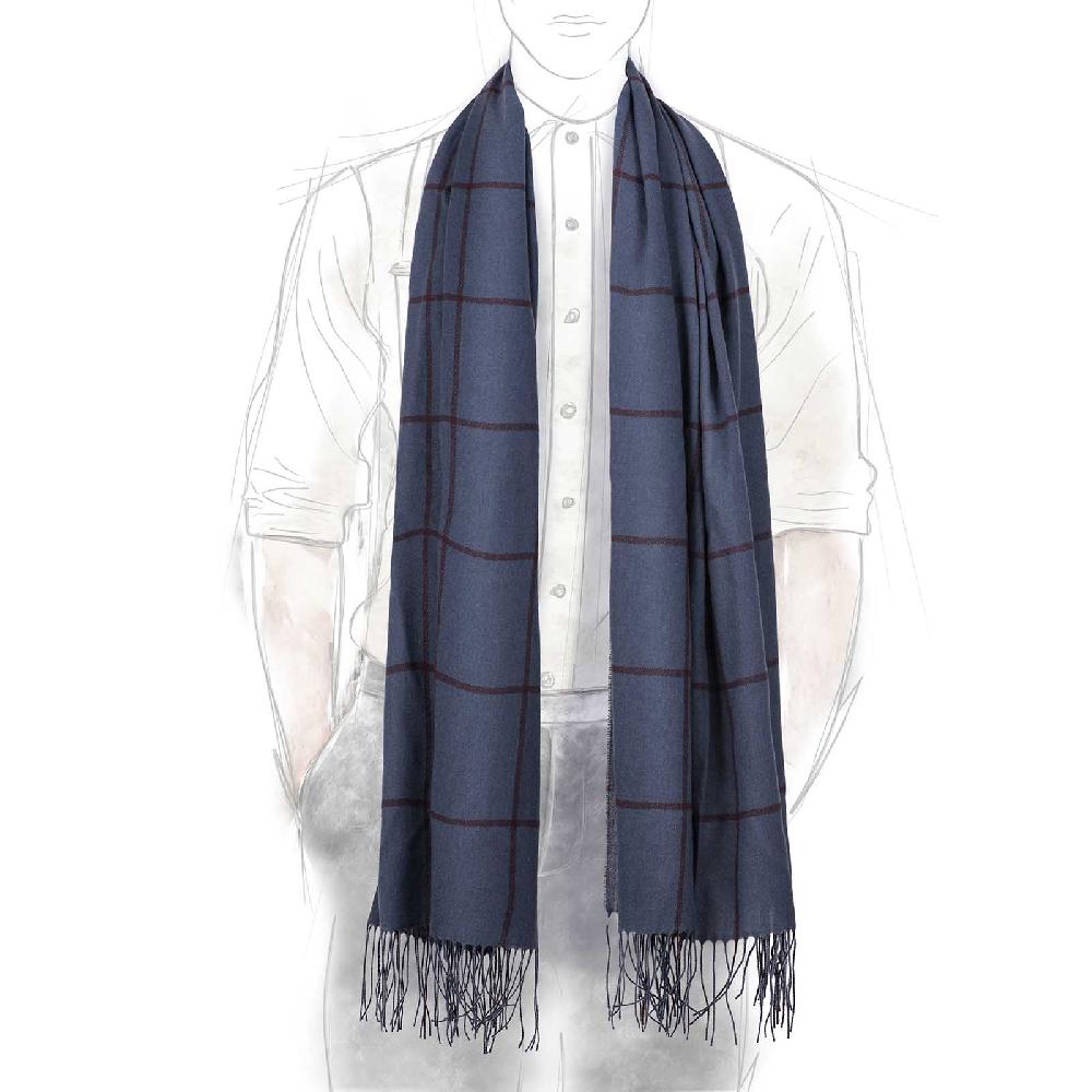 Rubinacci Sciarpa Quadri Blu