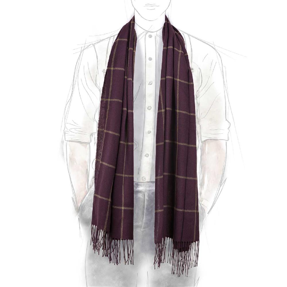 Rubinacci Sciarpa Quadri Bordeaux