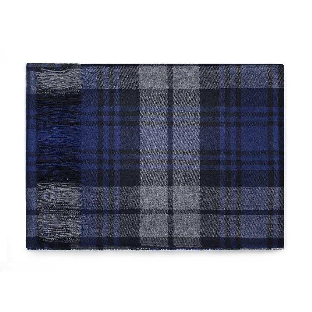 Rubinacci Sciarpa Quadri Grigio E Blu