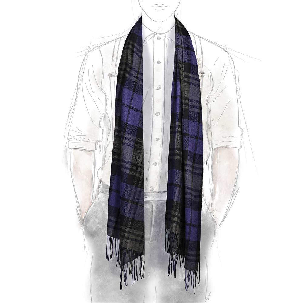 Rubinacci Sciarpa Quadri Grigio E Blu