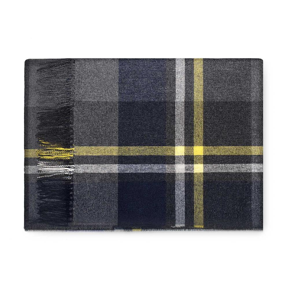 Rubinacci Sciarpa Quadri Grigio E Giallo