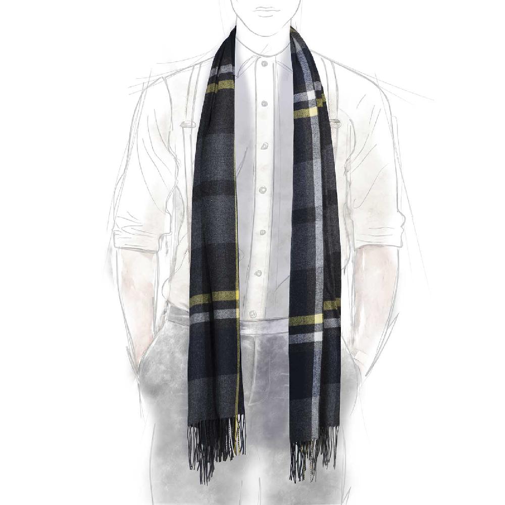 Rubinacci Sciarpa Quadri Grigio E Giallo