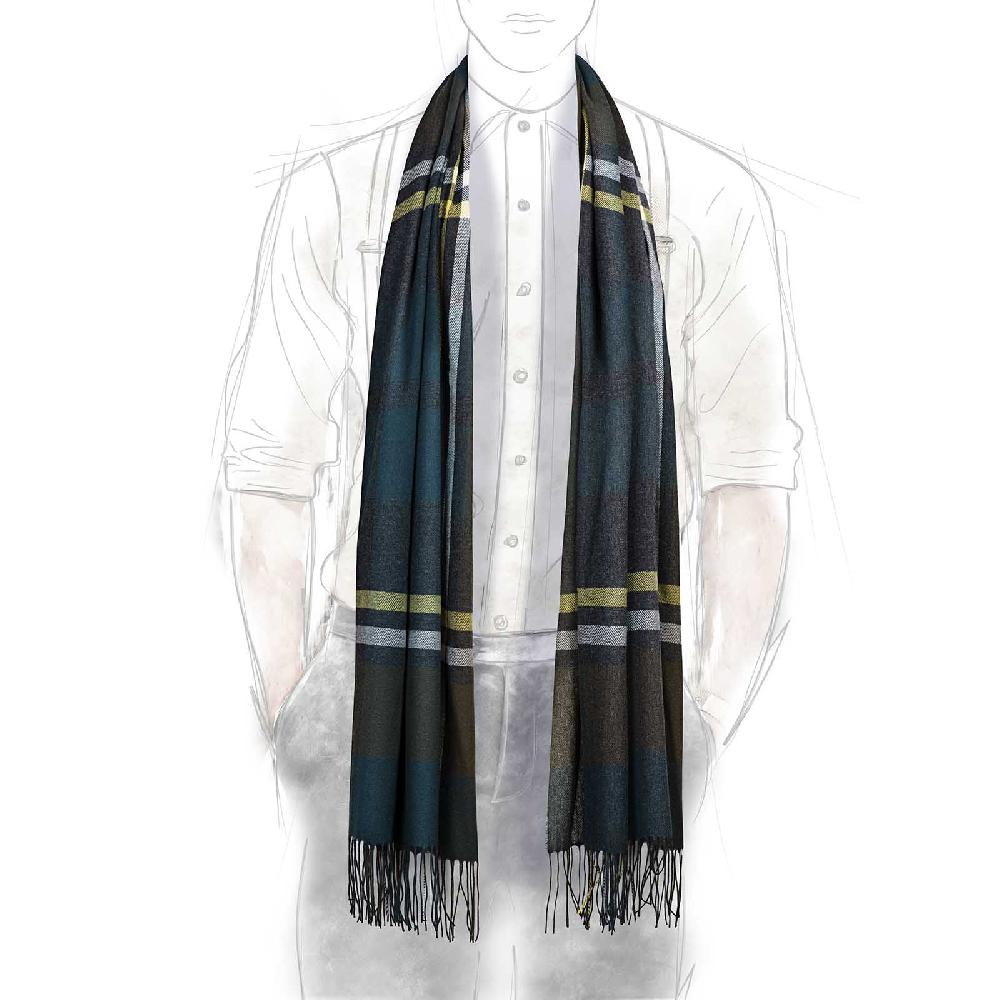 Rubinacci Sciarpa Quadri Verde E Giallo