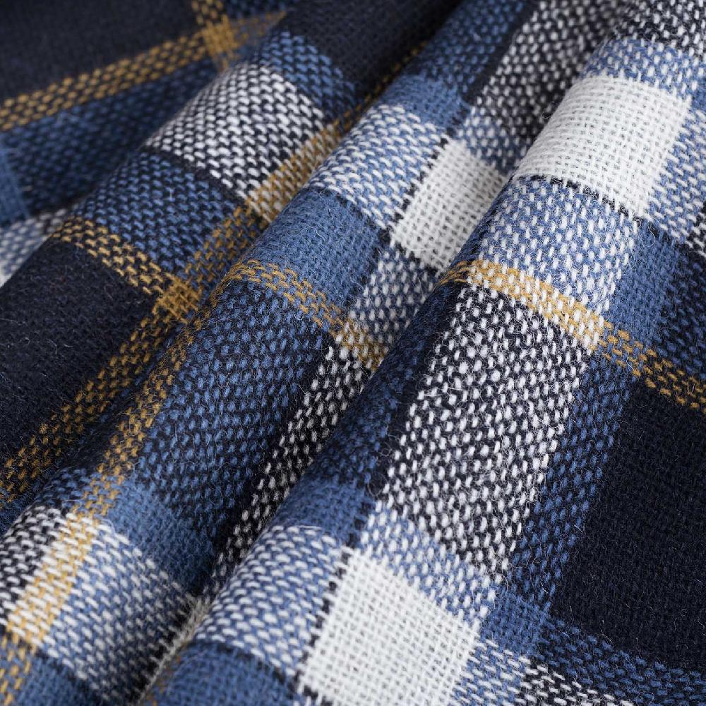 Rubinacci Tela di lana a quadri blu e bianco