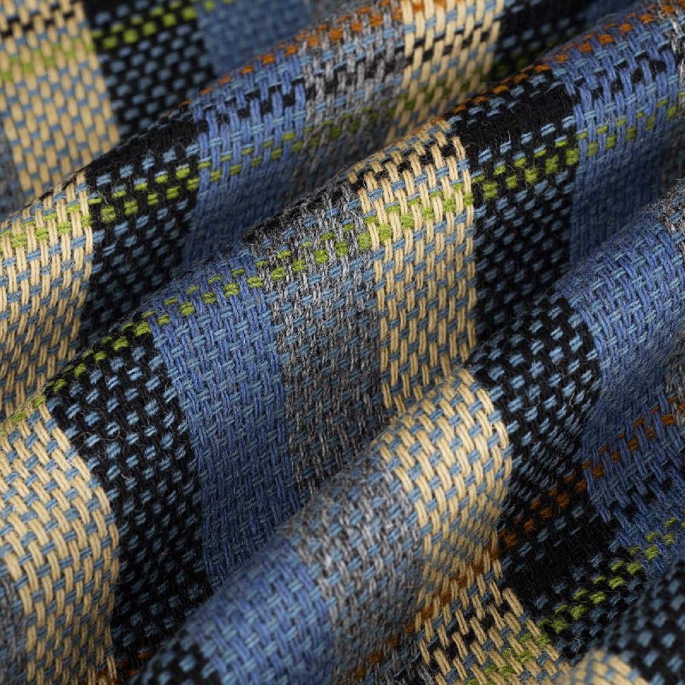 Rubinacci Tela di lana a quadri blu e giallo