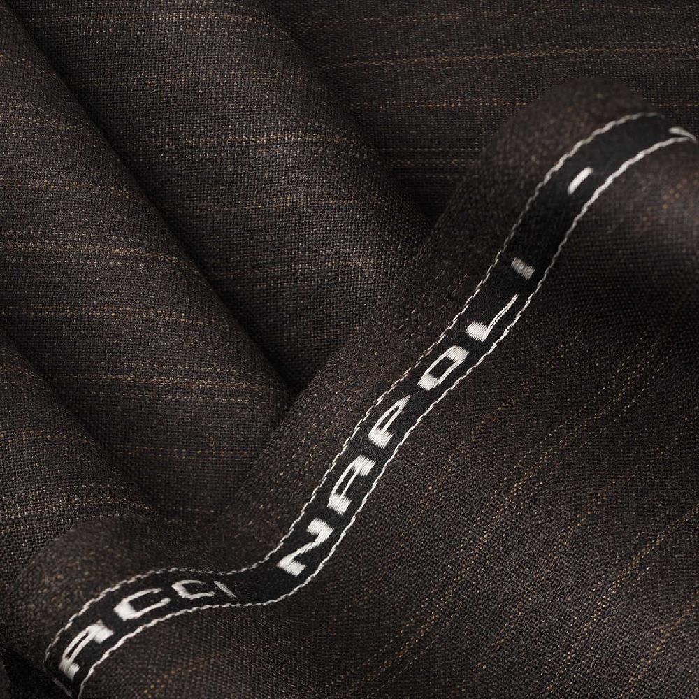 Rubinacci Tela Di Lana Rigata Marrone