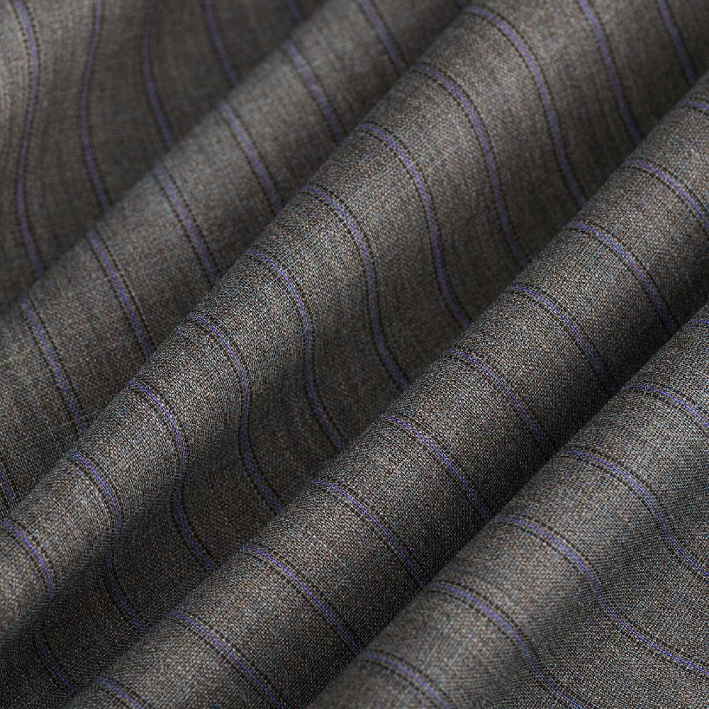 Rubinacci Tela di lana rigata marrone