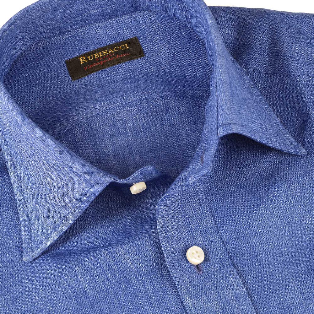 Rubinacci Vintage Archive Camicia In Lino Blu