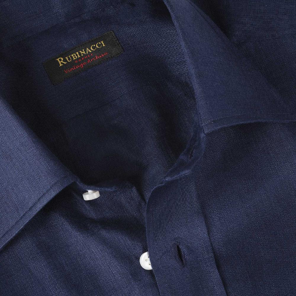 Rubinacci Vintage Archive Camicia In Lino Blu
