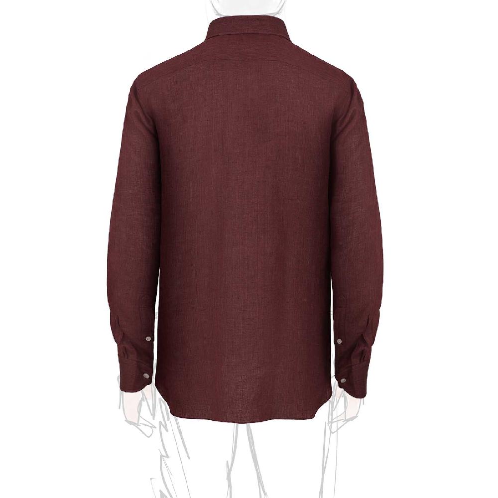 Rubinacci Vintage Archive Camicia In Lino Bordeaux