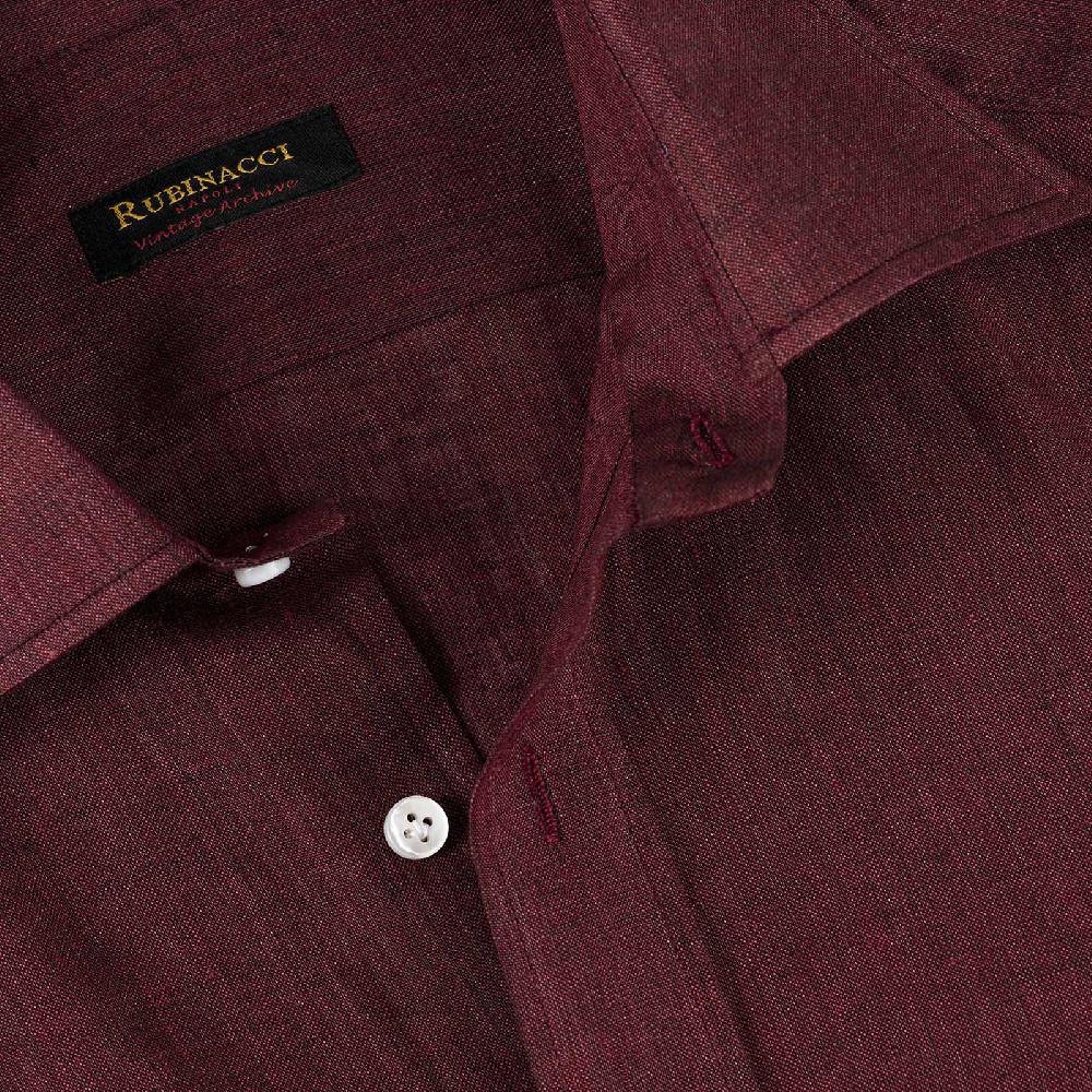 Rubinacci Vintage Archive Camicia In Lino Bordeaux