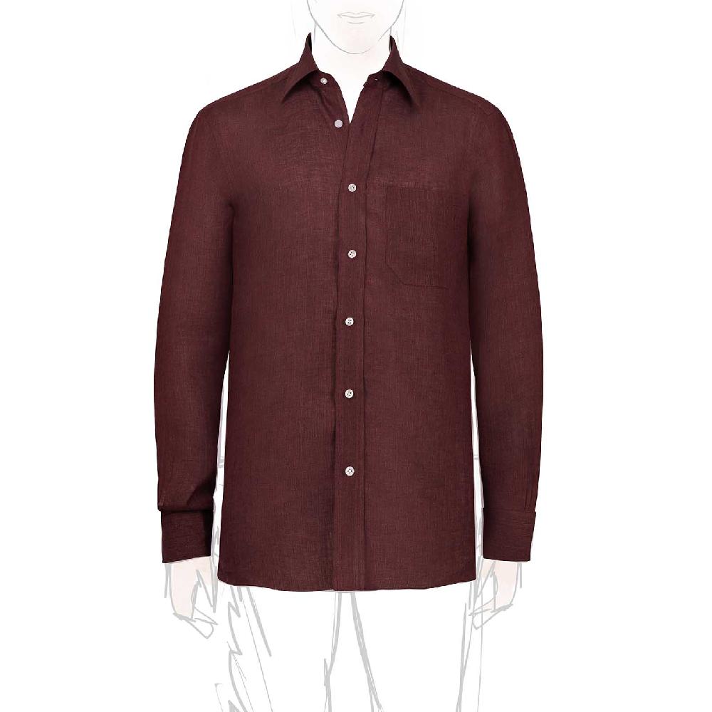 Rubinacci Vintage archive camicia in lino bordeaux