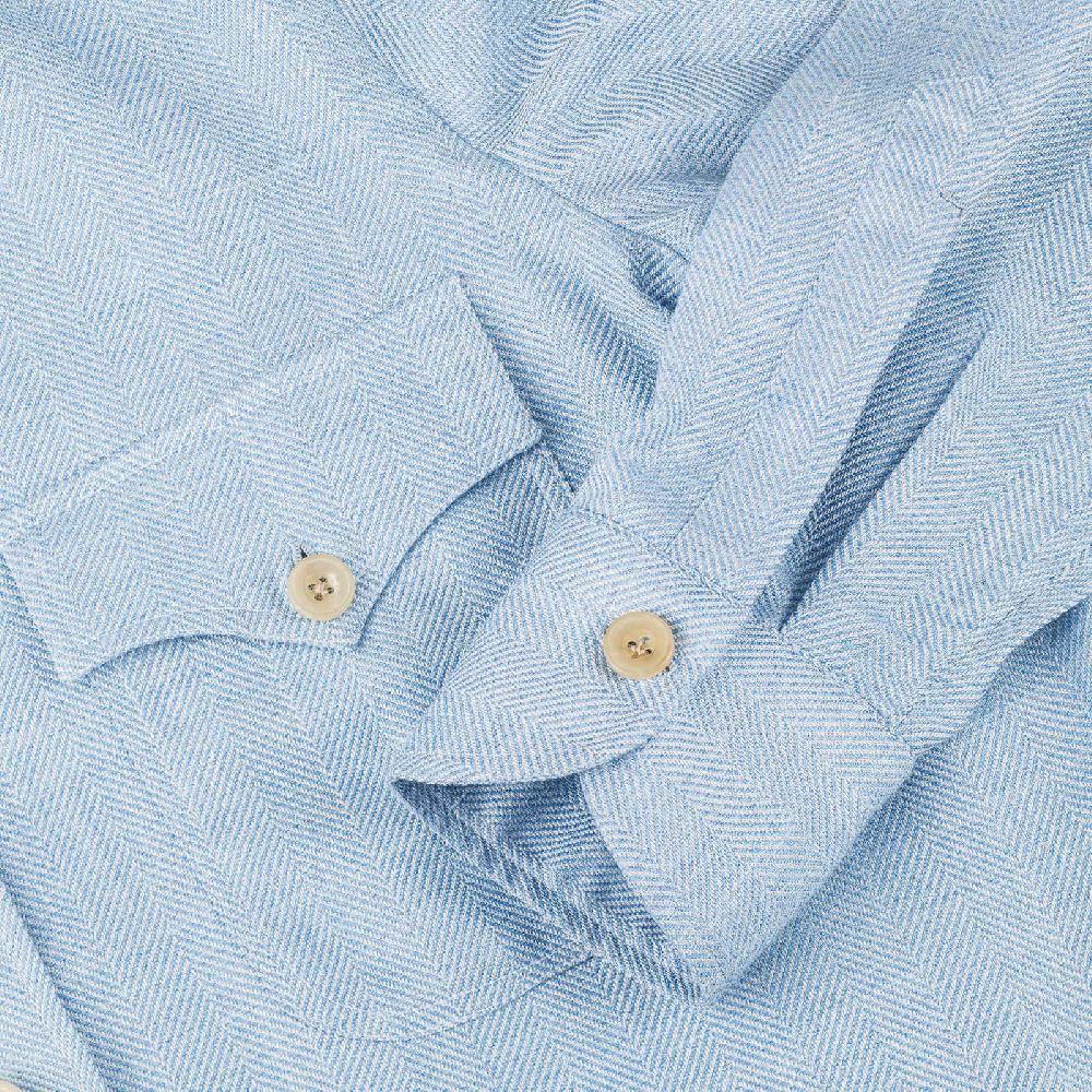 Rubinacci Sahariana In Spigato Di Lana E Seta Celeste