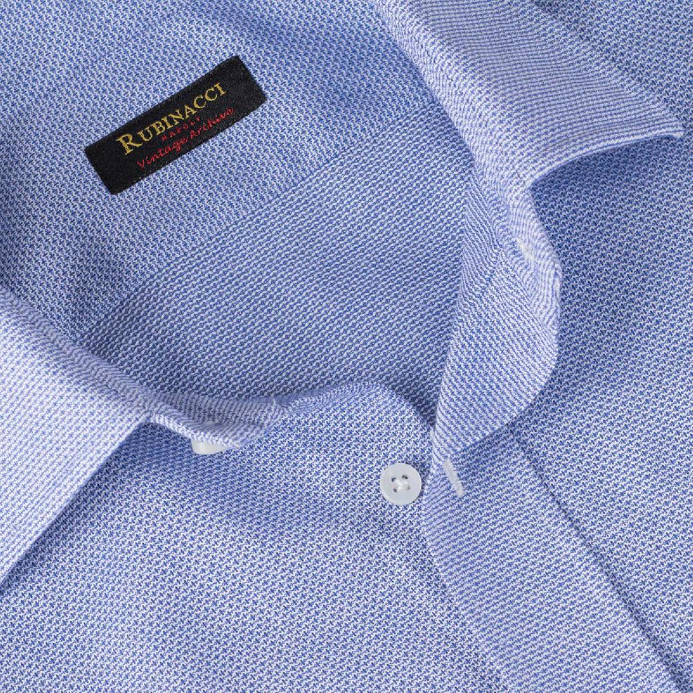 Rubinacci Vintage Archive Camicia In Cellulare Celeste