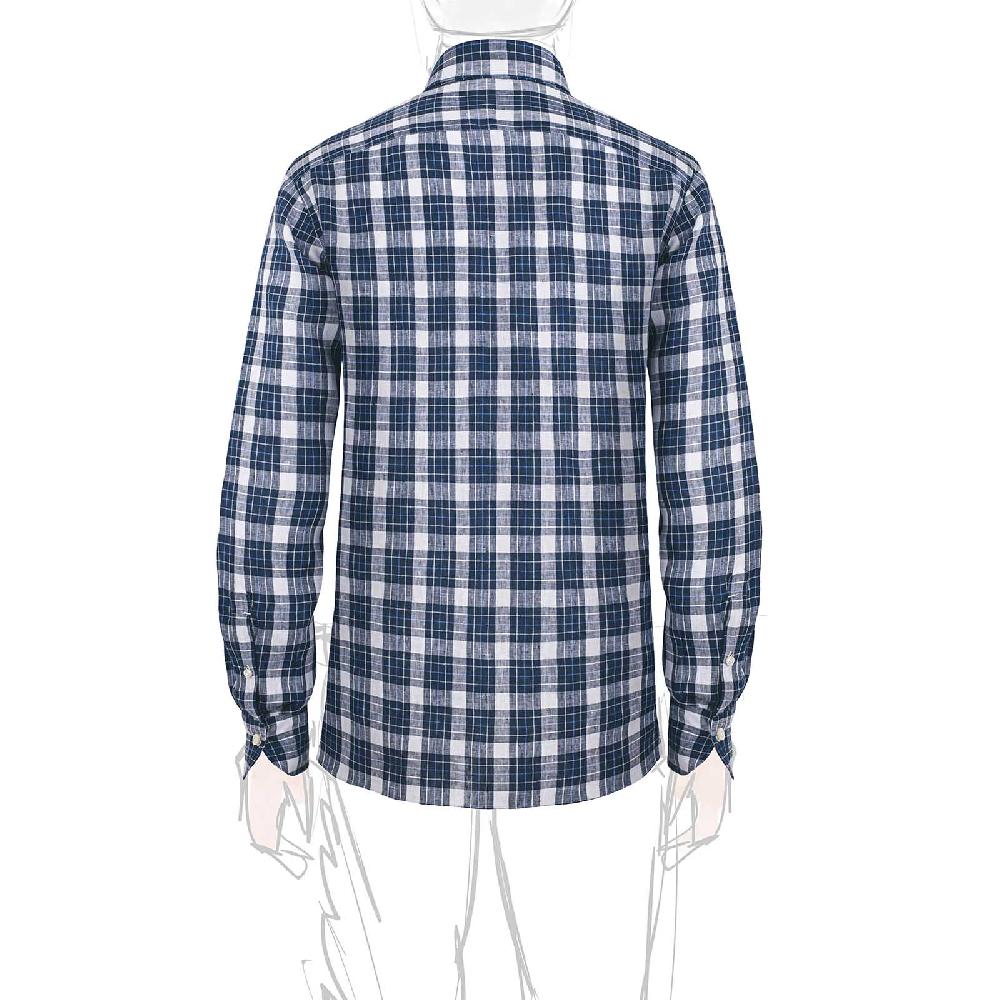 Rubinacci Vintage Archive Camicia In Lino Bianco E Blu