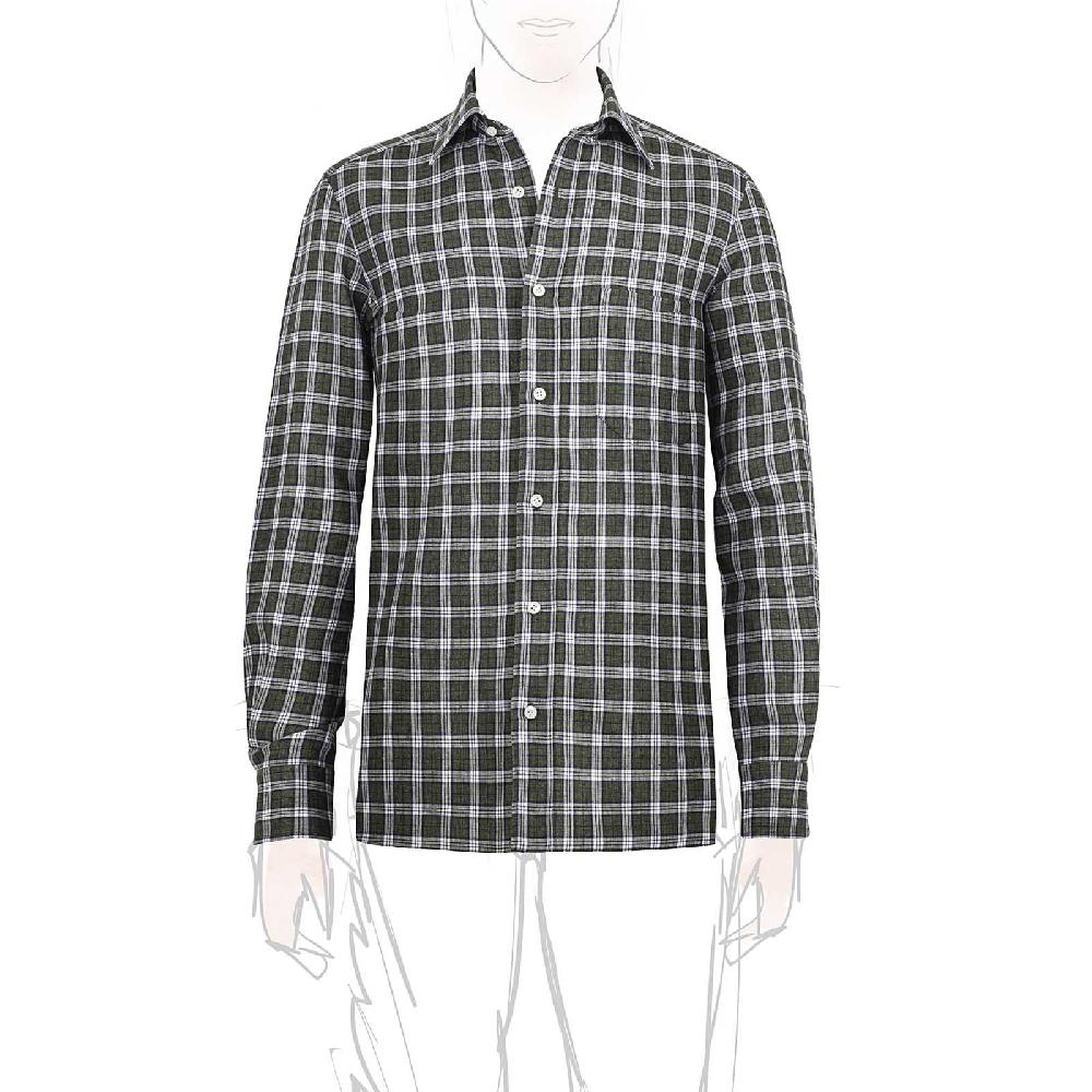 Rubinacci Vintage archive camicia in lino verde e bianco