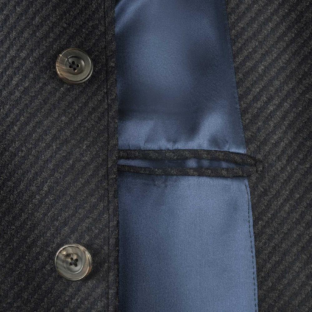 Rubinacci Vintage Archive Cappotto Raglan In Diagonale Di Lana Skyfall Blu