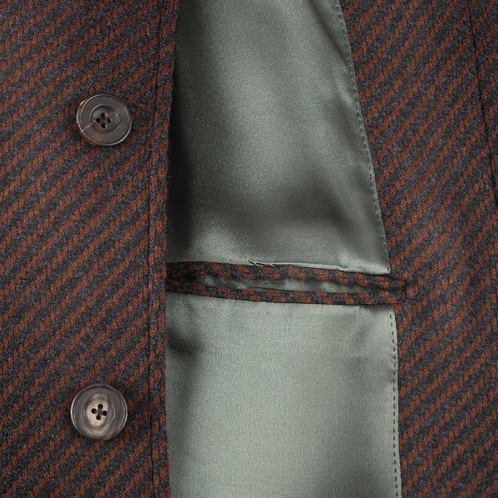 Rubinacci Vintage Archive Cappotto Raglan In Diagonale Di Lana Skyfall Marrone